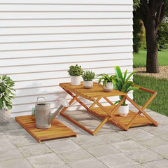 vidaXL 3-Tier Folding Shelf Brown 70x31x63 cm Solid Wood Acacia 3