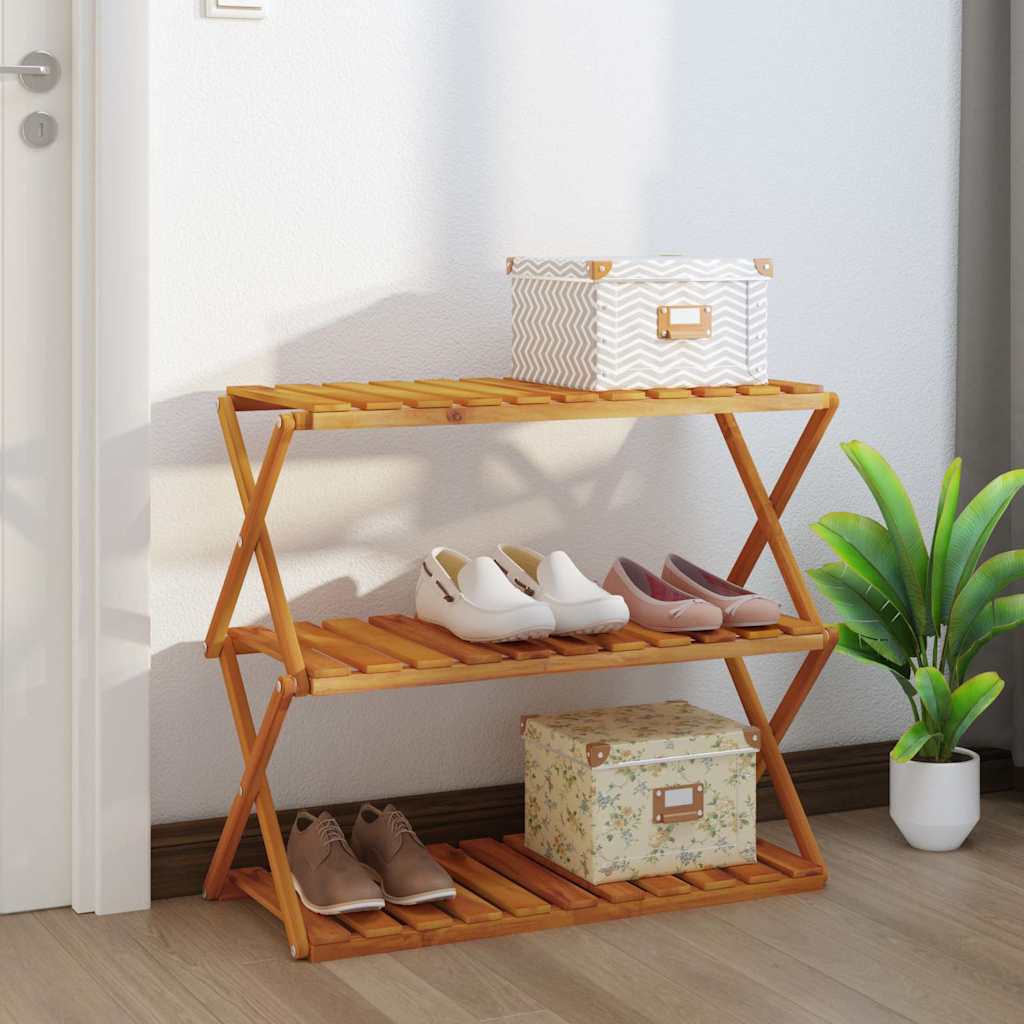 vidaXL 3-Tier Folding Shelf Brown 70x31x63 cm Solid Wood Acacia 1