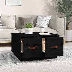 vidaXL Coffee Table Black 60x53x35 cm Solid Wood Pine 3