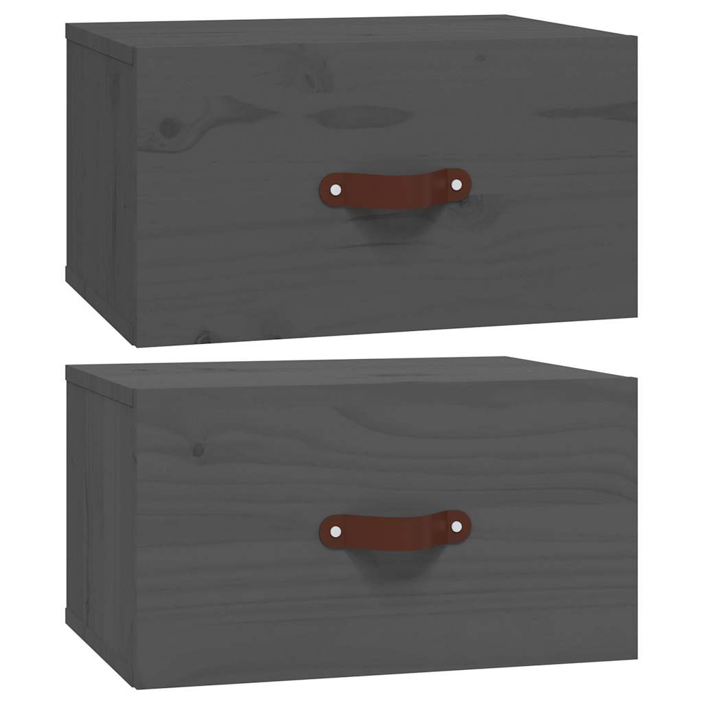 vidaXL Wall-mounted Bedside Cabinets 2 pcs Grey 40x29.5x22 cm 2