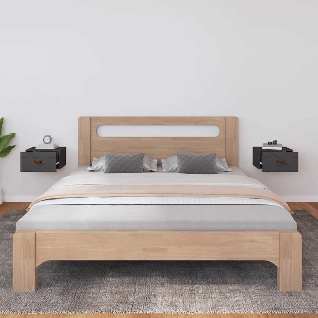 vidaXL Wall-mounted Bedside Cabinets 2 pcs Grey 40x29.5x22 cm 3