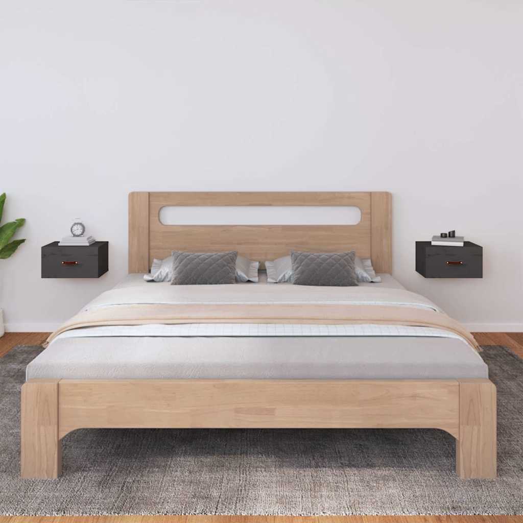 vidaXL Wall-mounted Bedside Cabinets 2 pcs Grey 40x29.5x22 cm 1