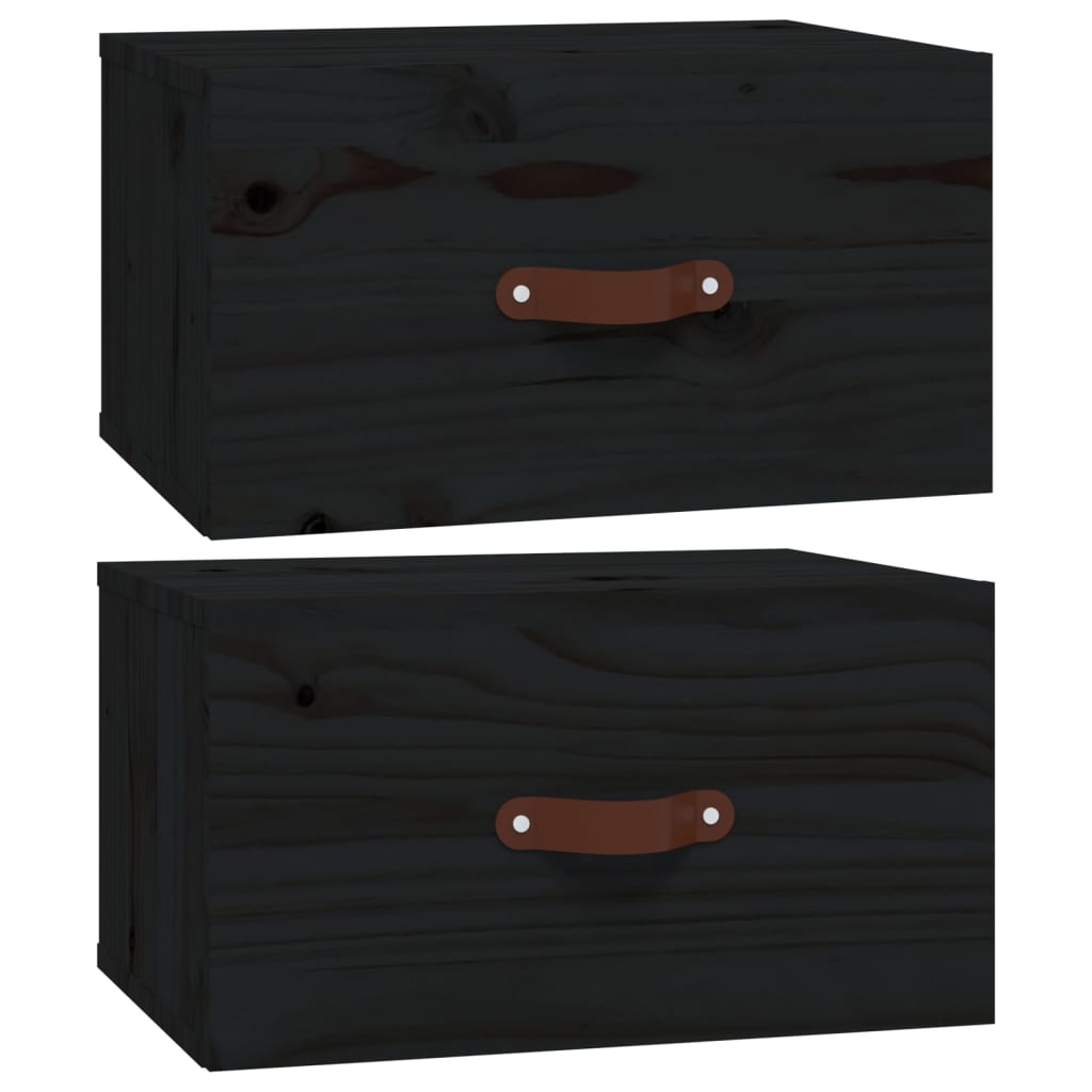 vidaXL Wall-mounted Bedside Cabinets 2 pcs Black 40x29.5x22 cm 2