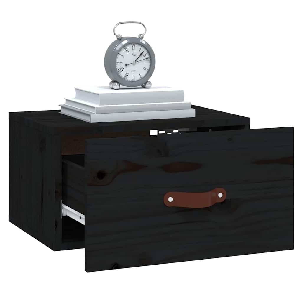 vidaXL Wall-mounted Bedside Cabinets 2 pcs Black 40x29.5x22 cm 4