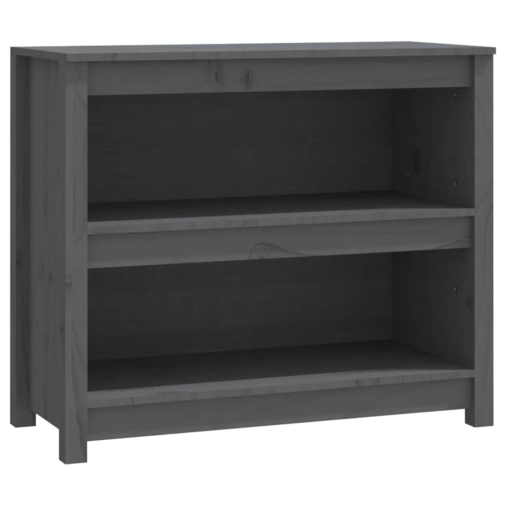 vidaXL Book Cabinet Grey 80x35x68 cm Solid Wood Pine 2