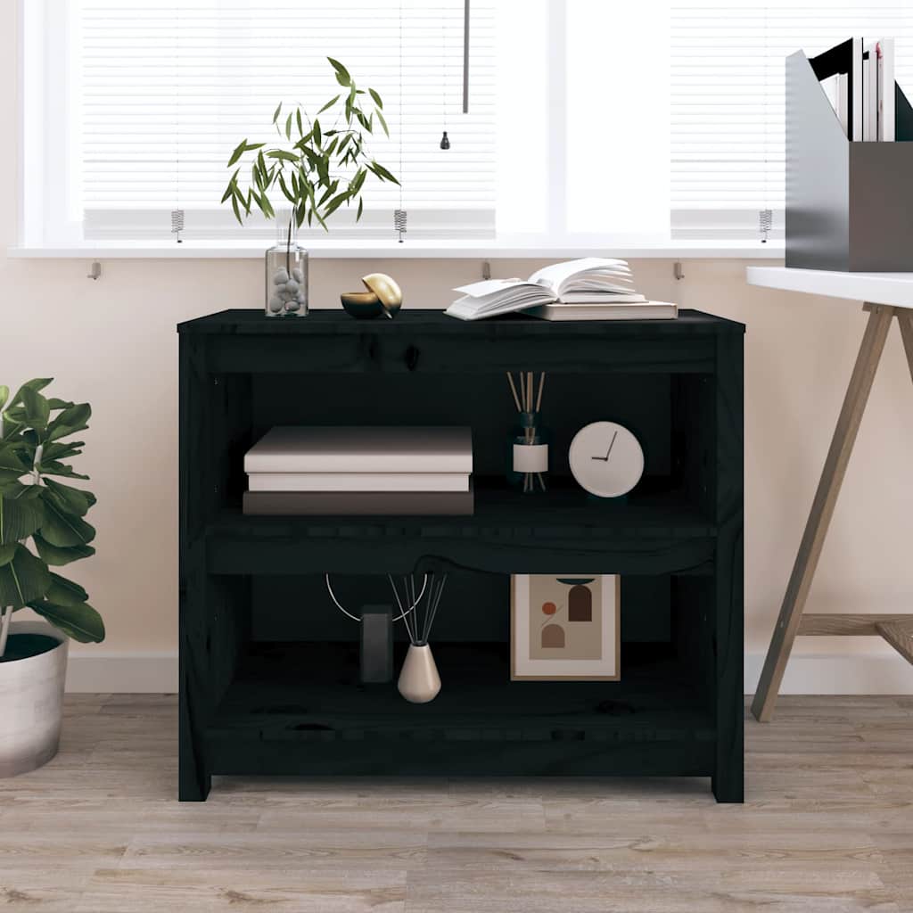 Book Cabinet 80x35x97 cm Solid Wood Pine Black 68 cm