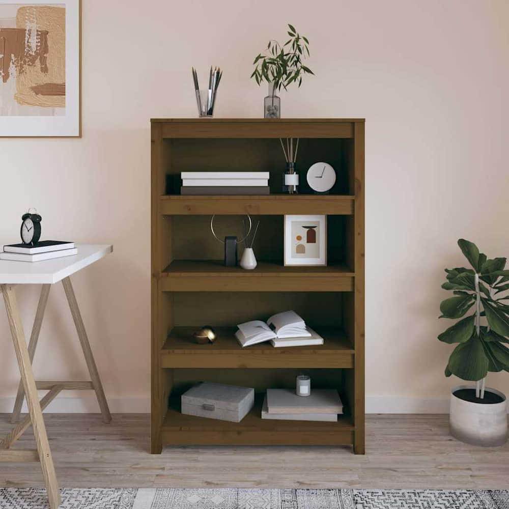 Book Cabinet 80x35x97 cm Solid Wood Pine Honey brown 126 cm