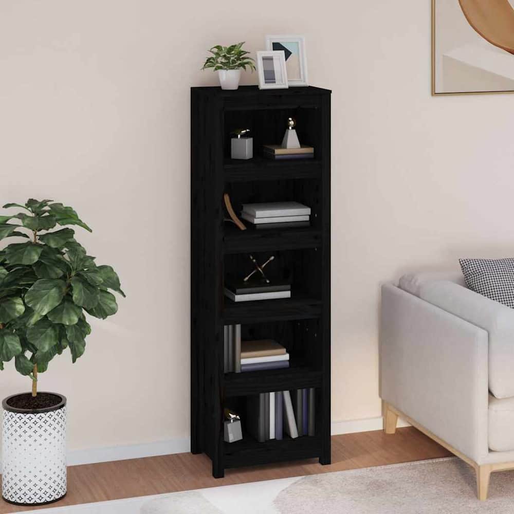 Book Cabinet 50x35x154 cm Solid Wood Pine Black 154 cm