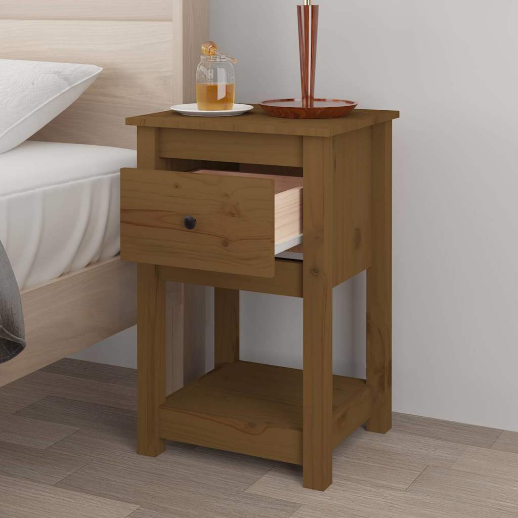 vidaXL Bedside Cabinet Honey Brown 40x35x61.5 cm Solid Wood Pine 3