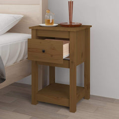 vidaXL Bedside Cabinet Honey Brown 40x35x61.5 cm Solid Wood Pine 3