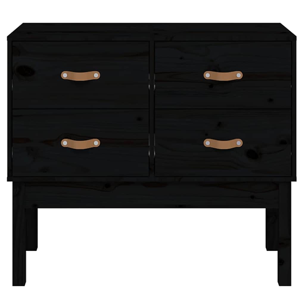 vidaXL Console Cabinet Black 90x40x78 cm Solid Wood Pine 3