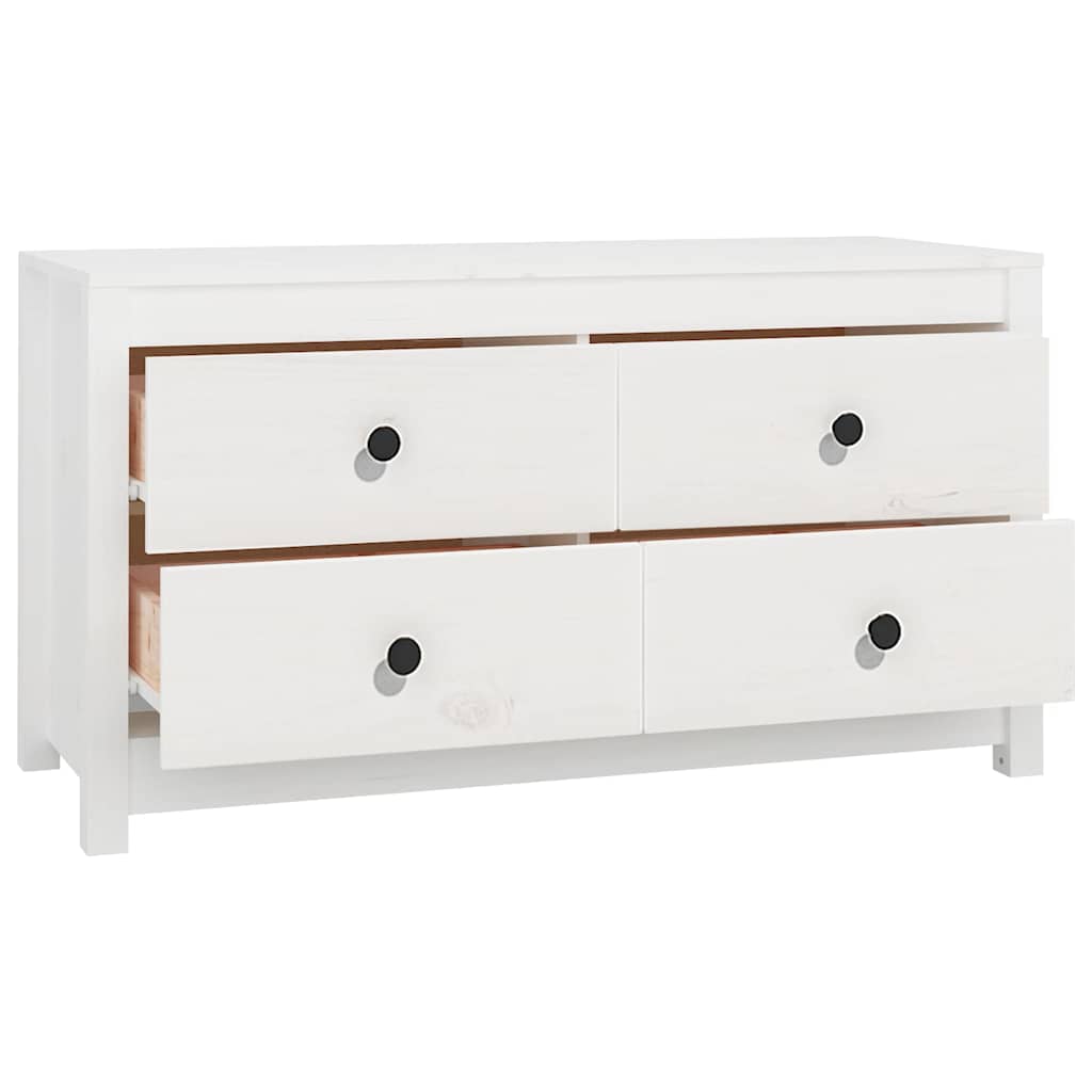 Side Cabinet Solid Wood Pine White 100 x 40 x 54 cm