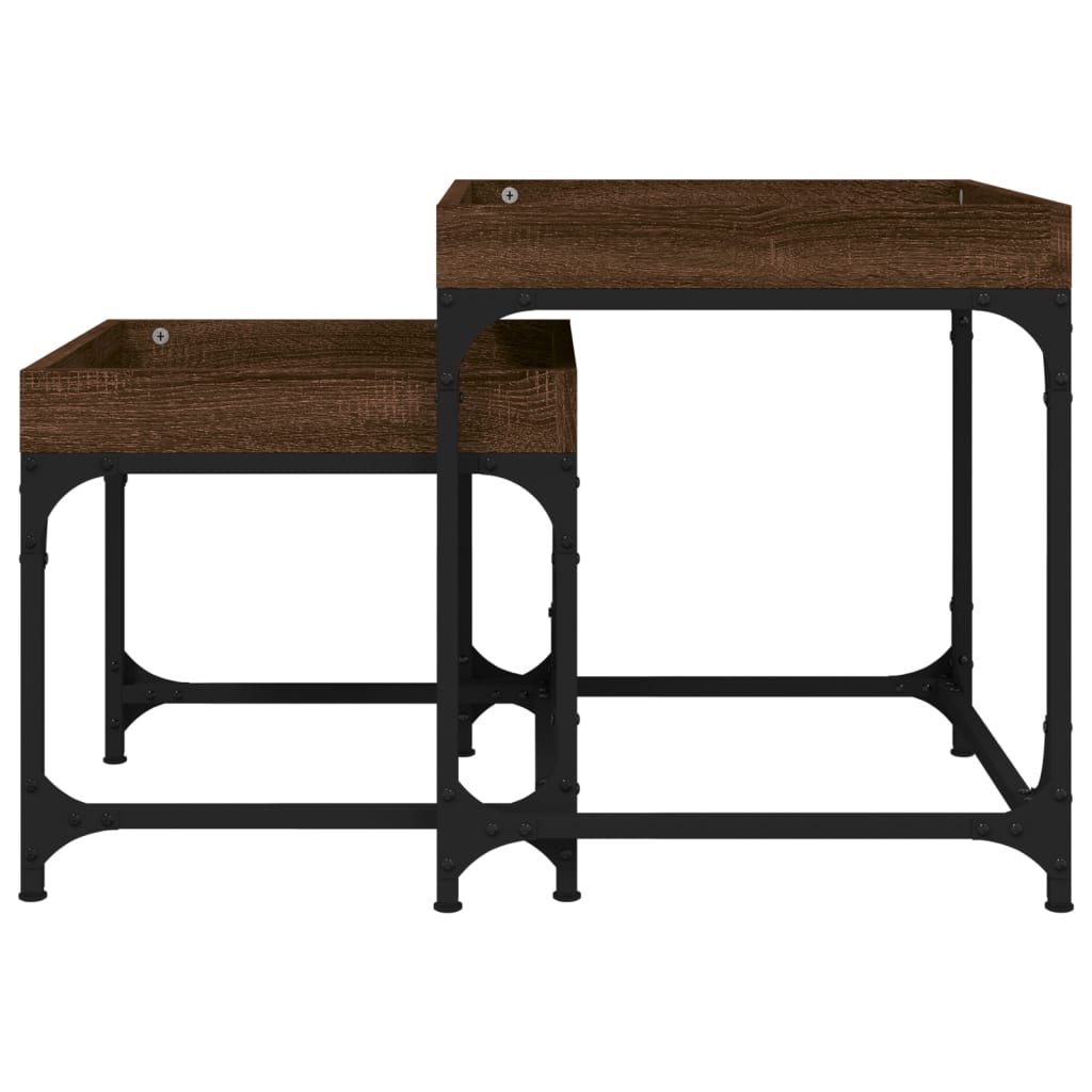 vidaXL Side Tables 2 pcs Brown Oak Engineered Wood 6