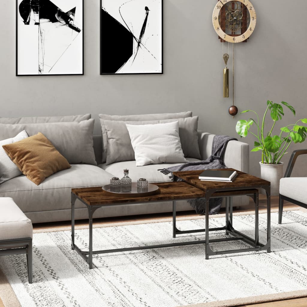vidaXL Coffee Tables 2 pcs Smoked Oak Engineered Wood 1