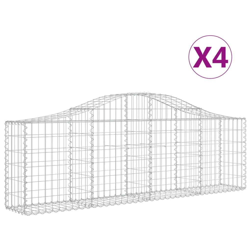 Arched Gabion Baskets Galvanised Iron 4 pcs 200 x 30 x 40/60 cm – 200 x 50 x 220/240 cm 200 x 30 x 60/80 cm
