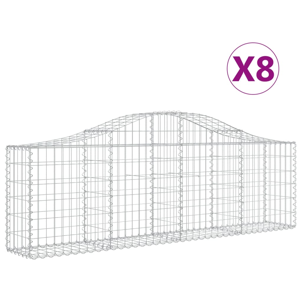 Arched Gabion Baskets Galvanised Iron 8 pcs 200 x 30 x 40/60 cm – 200 x 50 x 220/240 cm 200 x 30 x 60/80 cm