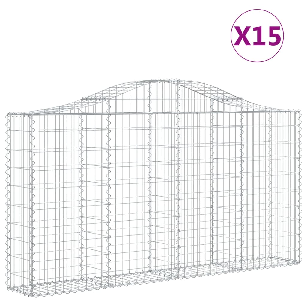 Arched Gabion Baskets Galvanised Iron 15 pcs 200 x 30 x 40/60 cm – 200 x 50 x 220/240 cm 200 x 30 x 100/120 cm