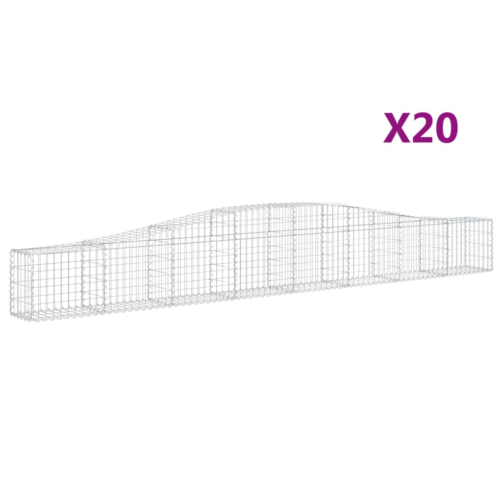 vidaXL Arched Gabion Baskets 20 pcs 400x30x40/60 cm Galvanised Iron 2