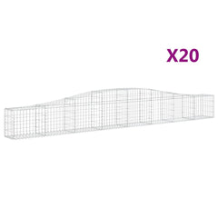vidaXL Arched Gabion Baskets 20 pcs 400x30x40/60 cm Galvanised Iron 2