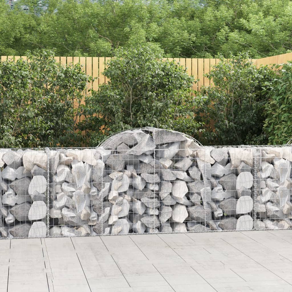 Arched Gabion Baskets Galvanised Iron 2 pcs 200 x 30 x 40/60 cm – 200 x 50 x 220/240 cm 200 x 50 x 80/100 cm
