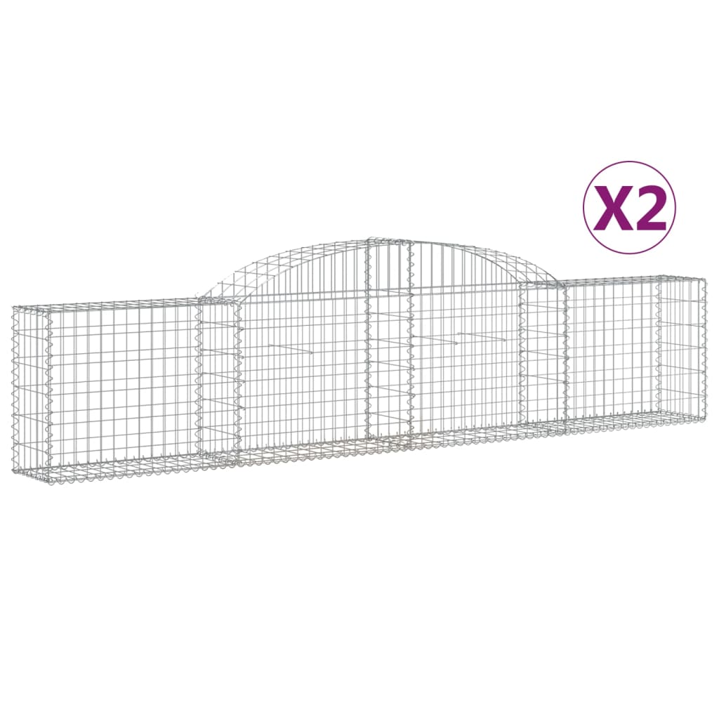 vidaXL Arched Gabion Baskets 2 pcs 300x30x60/80 cm Galvanised Iron 2