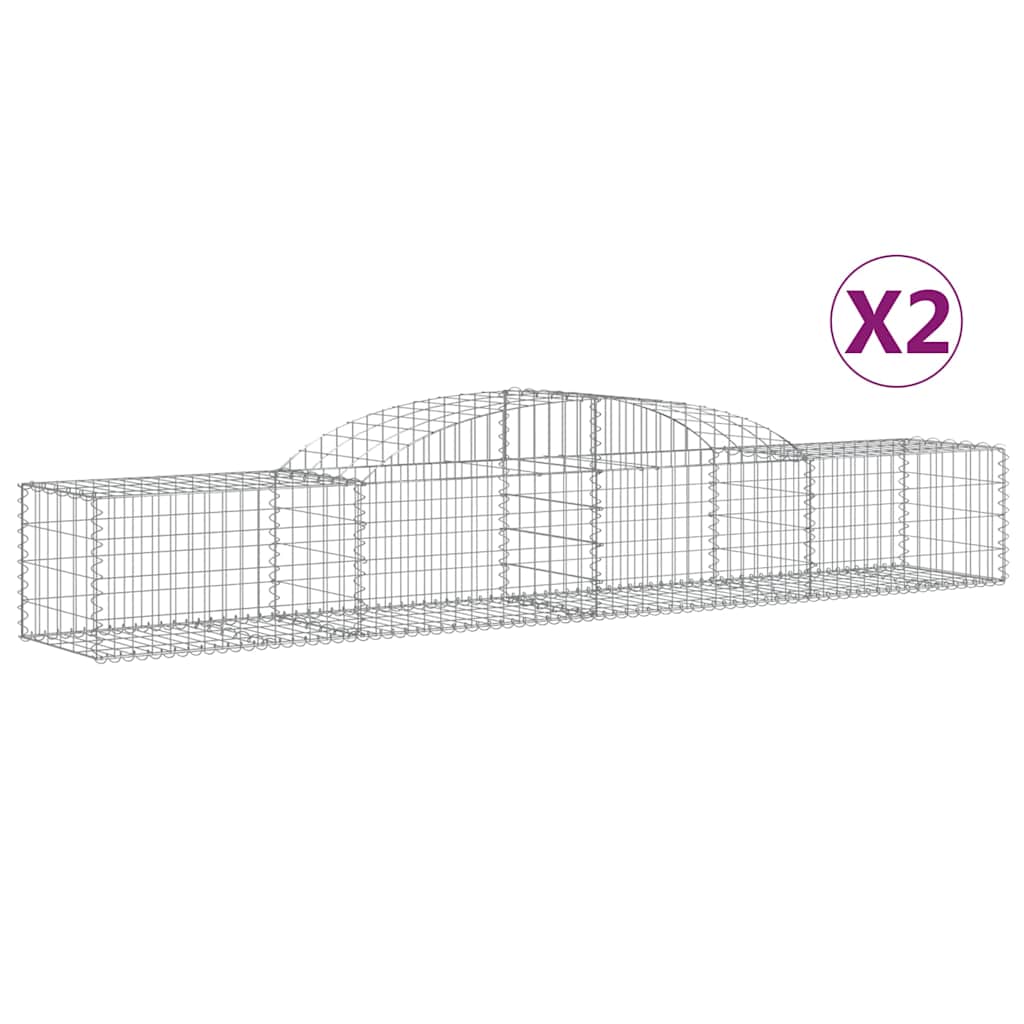 vidaXL Arched Gabion Baskets 2 pcs 300x50x40/60 cm Galvanised Iron 2