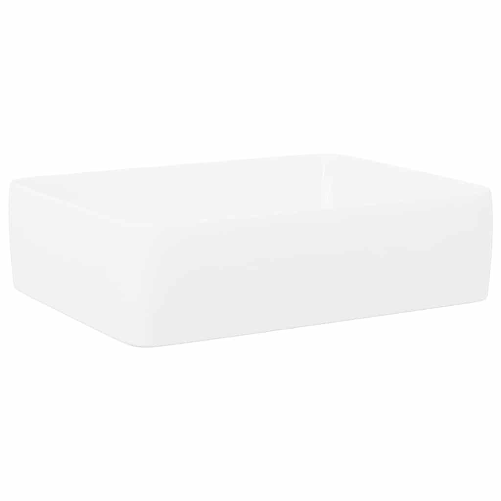 vidaXL Wash Basin White 48x37x13 cm Ceramic Rectangle 2
