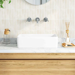 vidaXL Wash Basin White 48x37x13 cm Ceramic Rectangle 3