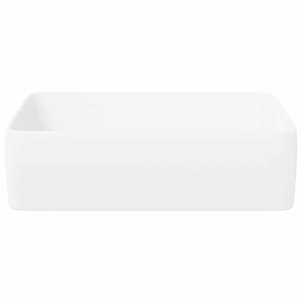 vidaXL Wash Basin White 48x37x13 cm Ceramic Rectangle 5