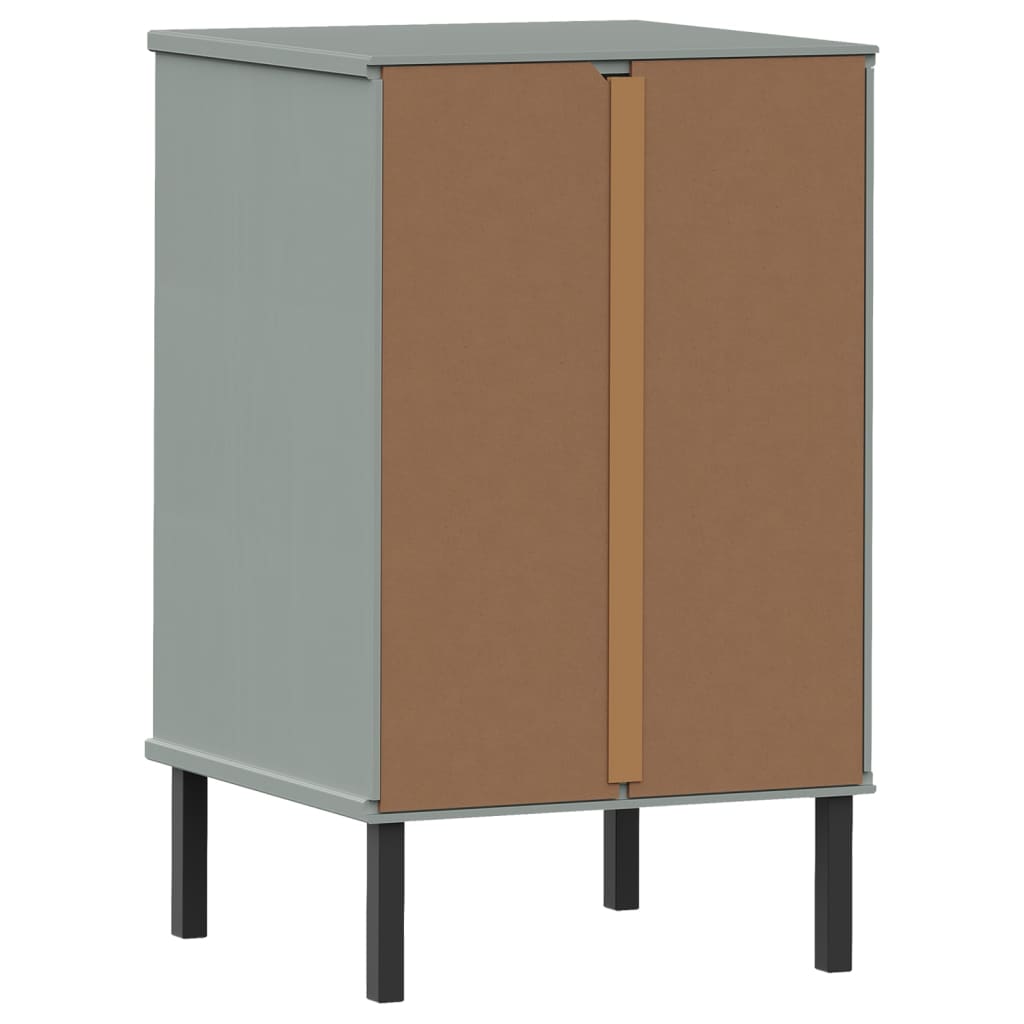 Bedside Cabinet with Metal Legs Solid Wood Pine "OSLO Grey