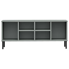 vidaXL Shoe Rack with Metal Legs Grey 106x35x45 cm Solid Wood OSLO 4