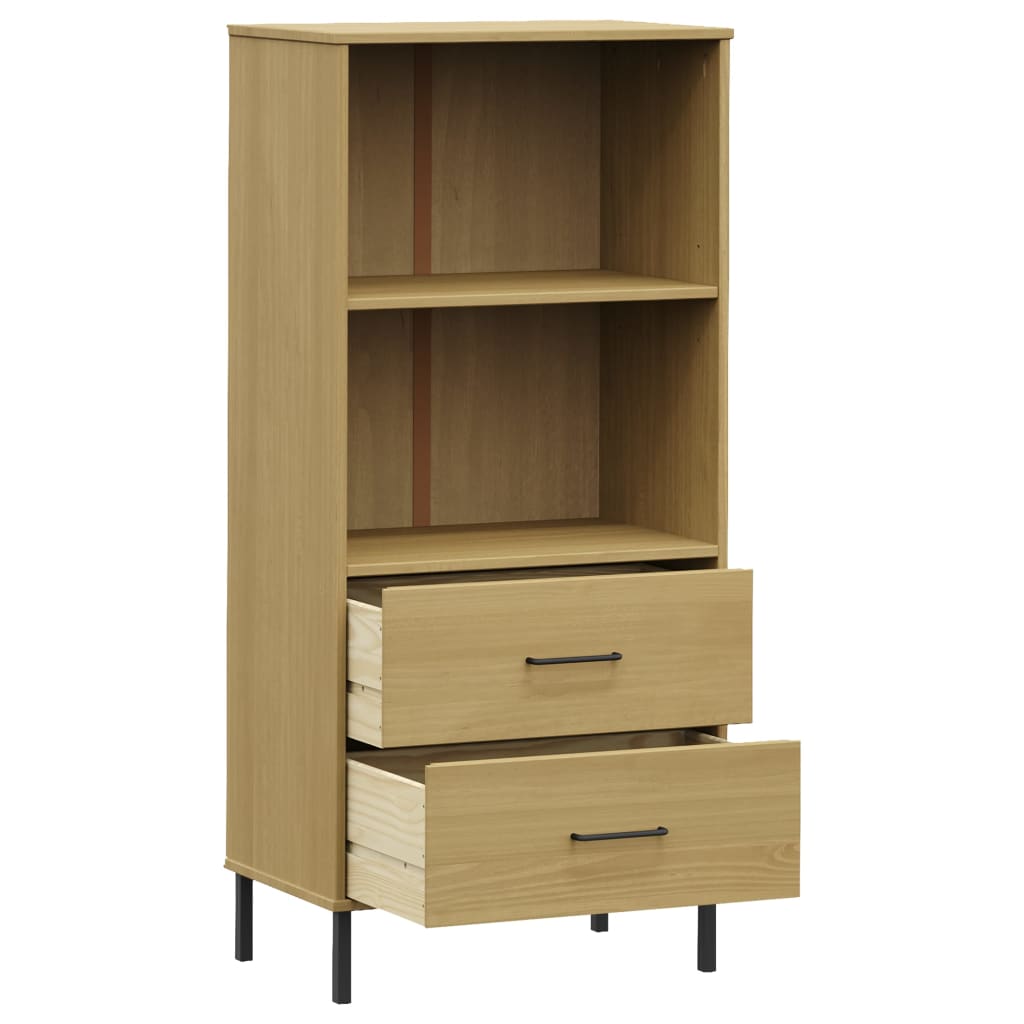 vidaXL Bookcase with 2 Drawers Brown 60x35x128,5 cm Solid Wood "OSLO 4