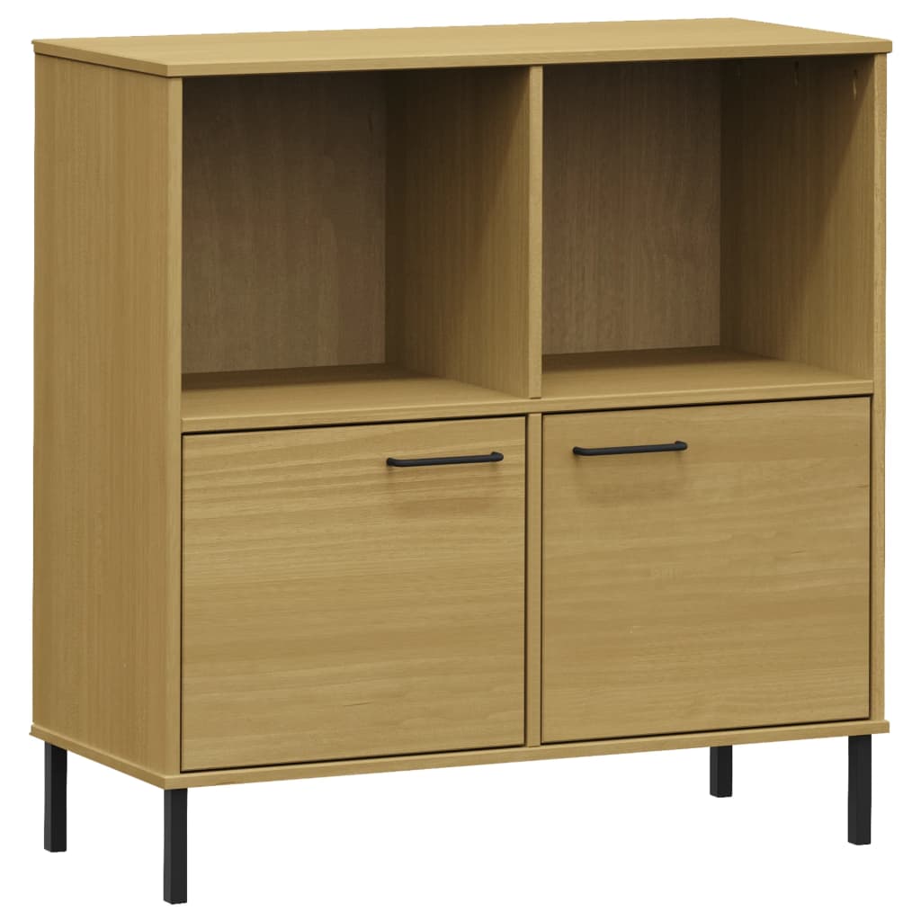 vidaXL Bookcase with Metal Legs Brown 90x35x90.5 cm Solid Wood OSLO 2