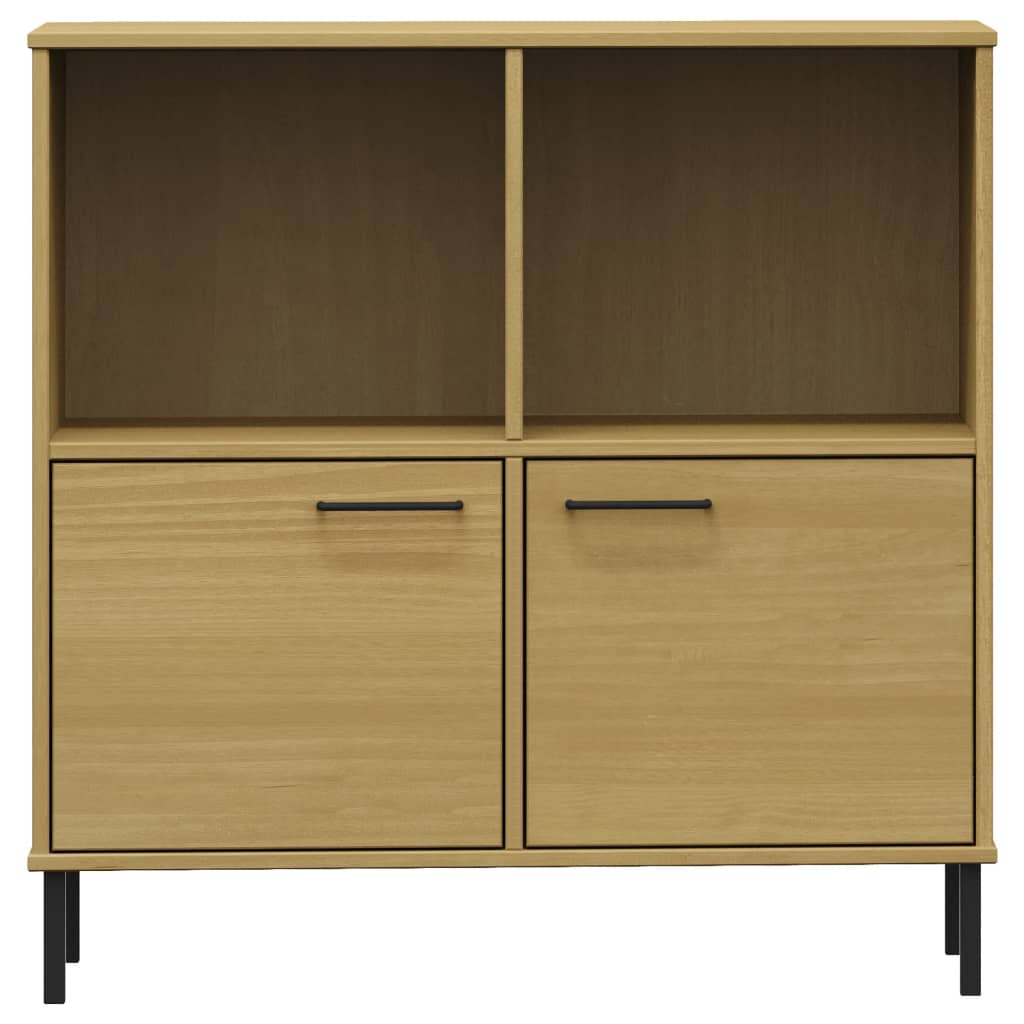 vidaXL Bookcase with Metal Legs Brown 90x35x90.5 cm Solid Wood OSLO 4
