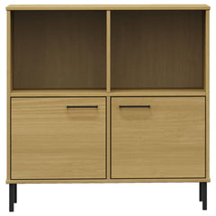 vidaXL Bookcase with Metal Legs Brown 90x35x90.5 cm Solid Wood OSLO 4