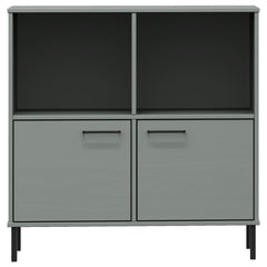 vidaXL Bookcase with Metal Legs Grey 90x35x90.5 cm Solid Wood OSLO 4