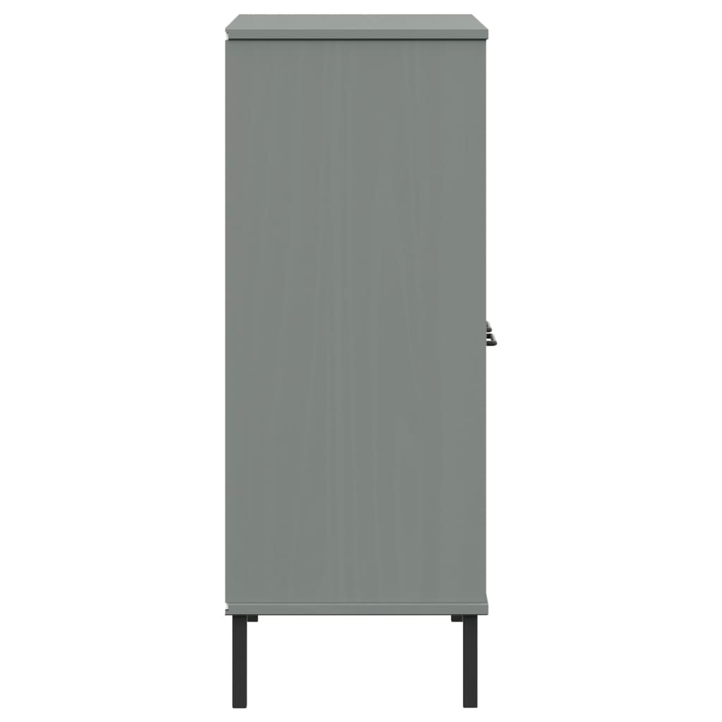 vidaXL Bookcase with Metal Legs Grey 90x35x90.5 cm Solid Wood OSLO 6