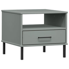 vidaXL Bedside Table with Metal Legs Grey Solid Wood Pine OSLO 2
