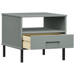 vidaXL Bedside Table with Metal Legs Grey Solid Wood Pine OSLO 5