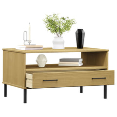 vidaXL Coffee Table with Metal Legs Brown 85x50x45cm Solid Wood OSLO 3