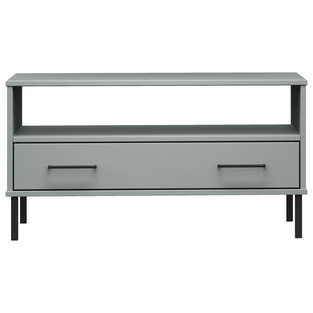 vidaXL Coffee Table with Metal Legs Grey 85x50x45 cm Solid Wood OSLO 4