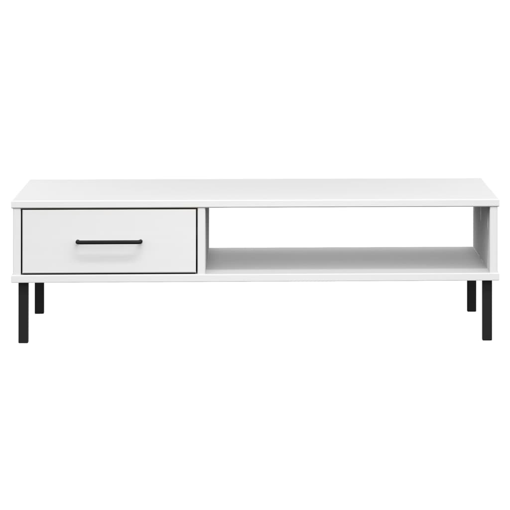 vidaXL Coffee Table with Metal Legs White Solid Wood Pine OSLO 4
