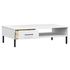 vidaXL Coffee Table with Metal Legs White Solid Wood Pine OSLO 5