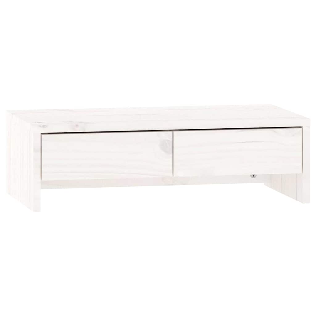Monitor Stand Solid Wood Pine White 50 x 27 x 15 cm