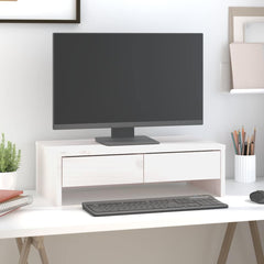 Monitor Stand Solid Wood Pine White 50 x 27 x 15 cm