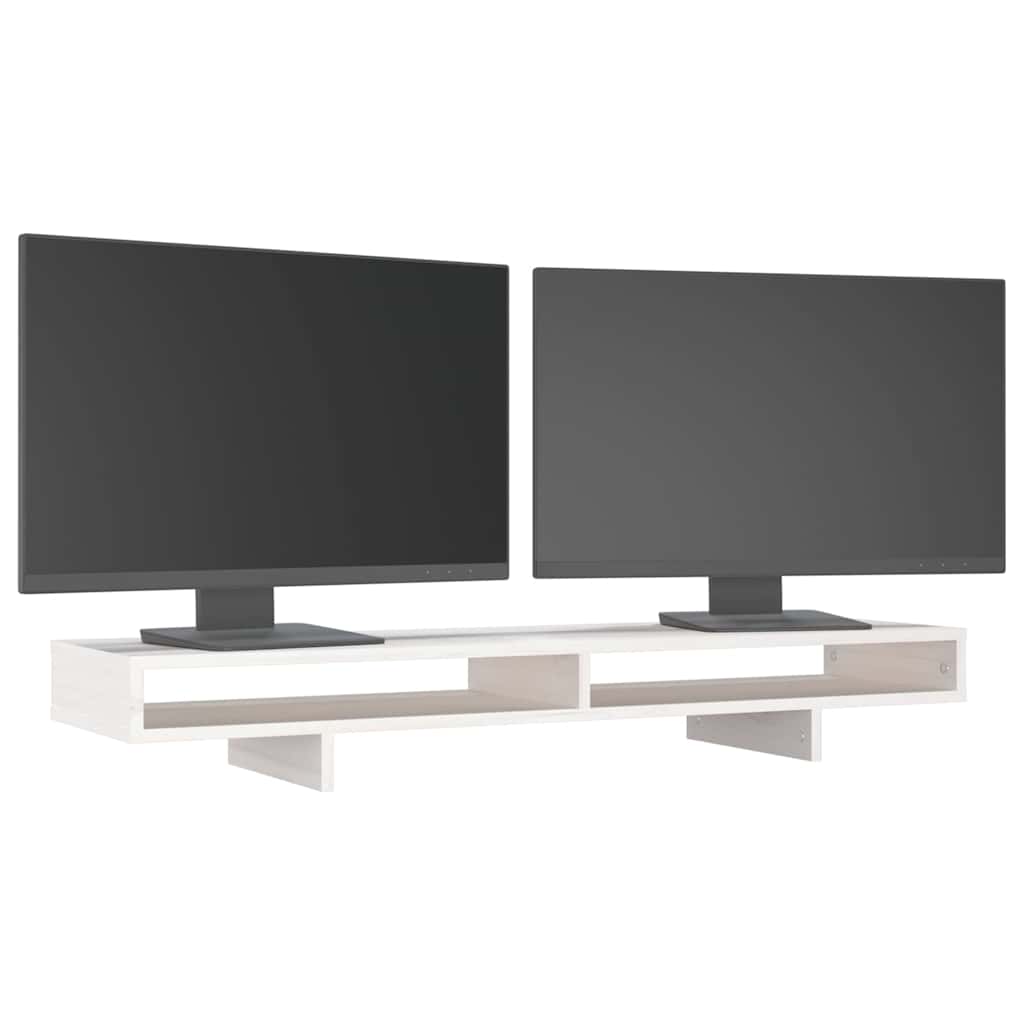 vidaXL Monitor Stand White 100x27x14 cm Solid Wood Pine 4
