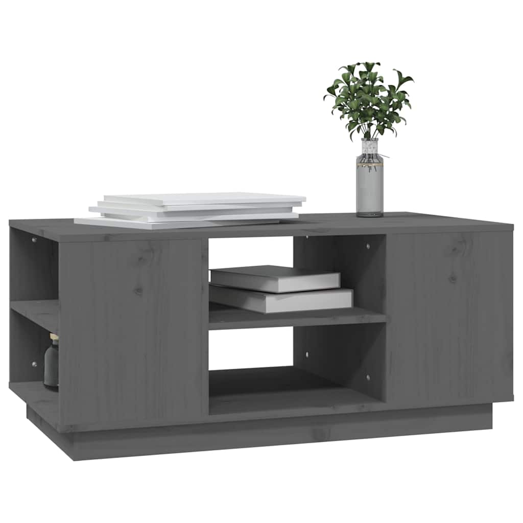 vidaXL Coffee Table | Grey | Solid Pine Wood | 90 x 49 x 40.5 cm | Coffee Table 4