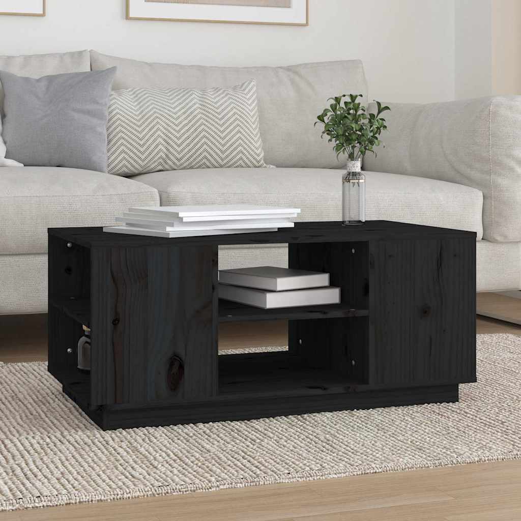 vidaXL Coffee Table | Black | Solid pinewood | Medium | Coffee Table 1