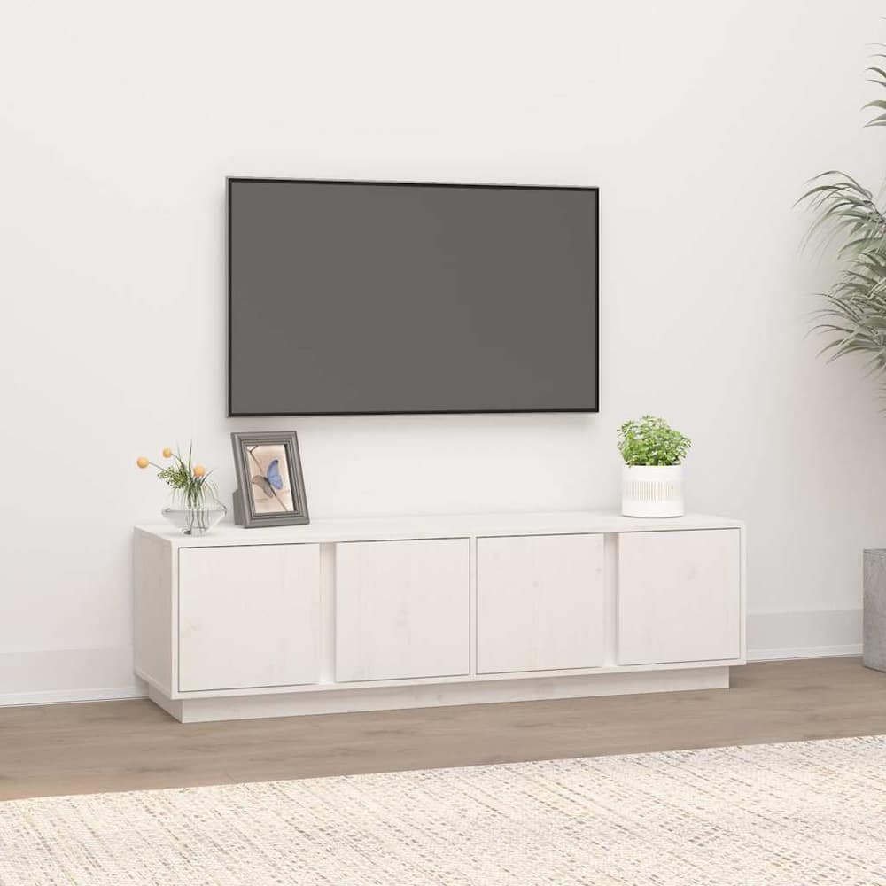 TV Cabinet 140x40x40 cm Solid Wood Pine White