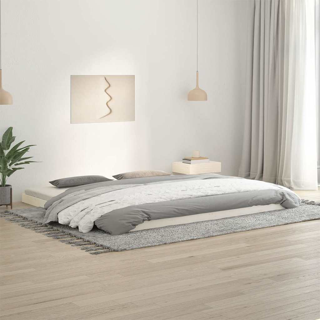 Bed Frame without Mattress Solid Wood Pine Length 200 cm White 200 cm